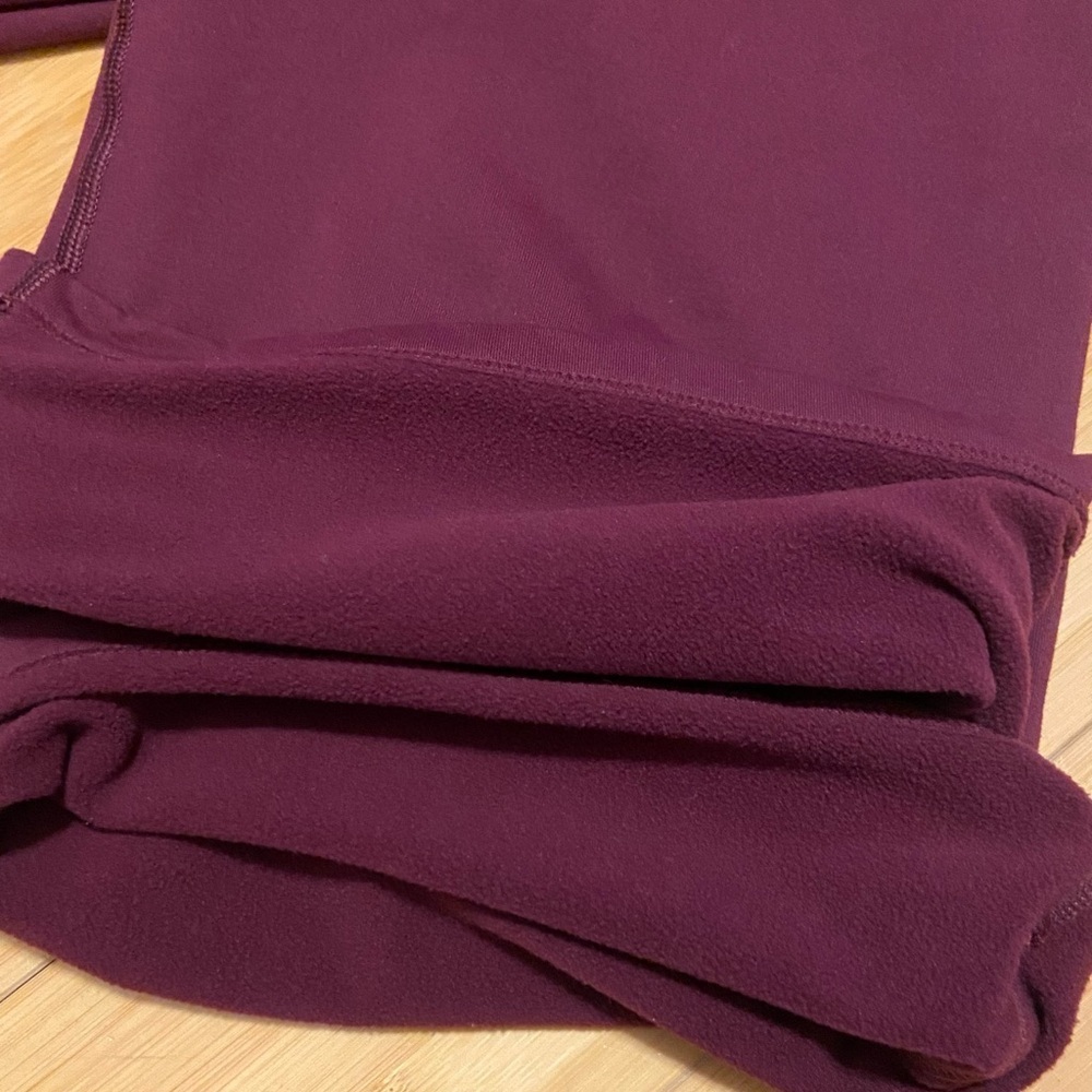 Plum Fleece Lined Flare Leggings High Waisted Yoga Pants Contour Seam - Picture 7 of 9